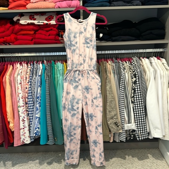 Mia Belle Girls BMG pink/gray tie dye sleeveless jumpsuit size XS NWT - Picture 1 of 3